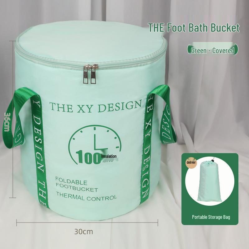 Мультяшное изолированное складное ведро для ножной ванны с крышкой - Портативное, утолщенное для глубокого замачивания