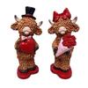Valentine's Day Couple Highland Cow Figurine Holding Rose Love Heart Highland Cattle Resin Statue