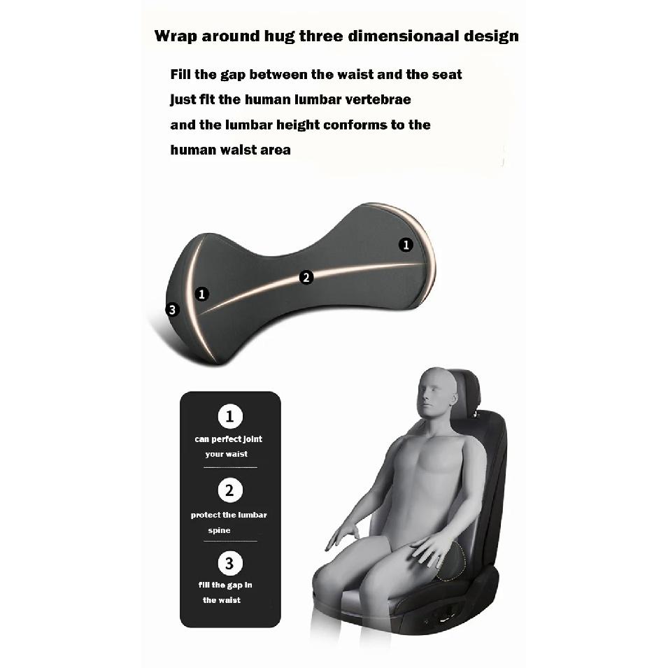 Car Lumbar Support Pillow Relief Lumbar Brace Soft Memory Foam Back Pad Massager Waist Cushion Car Truck Office Home