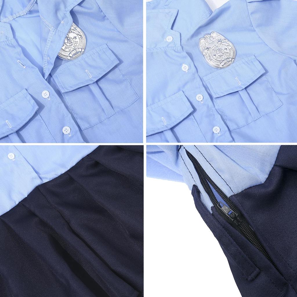Maazusa Police Officer Cosplay Costume for Short Kids Costume Set Kids, Halloween, Girls, Uniform, Sleeves, 4-Piece (110) [Item]