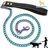 Stainless Steel Dog Leash Chain Golden Black Rose Gold 11.5mm Wide 120cm Non-Extendable Pet Lead Walking Training