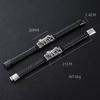 Punk Vintage Classic Tiger Leather Braided Stainless Steel Platinum Plated Bangles Men Magnetic Clasp Fashion Jewelry