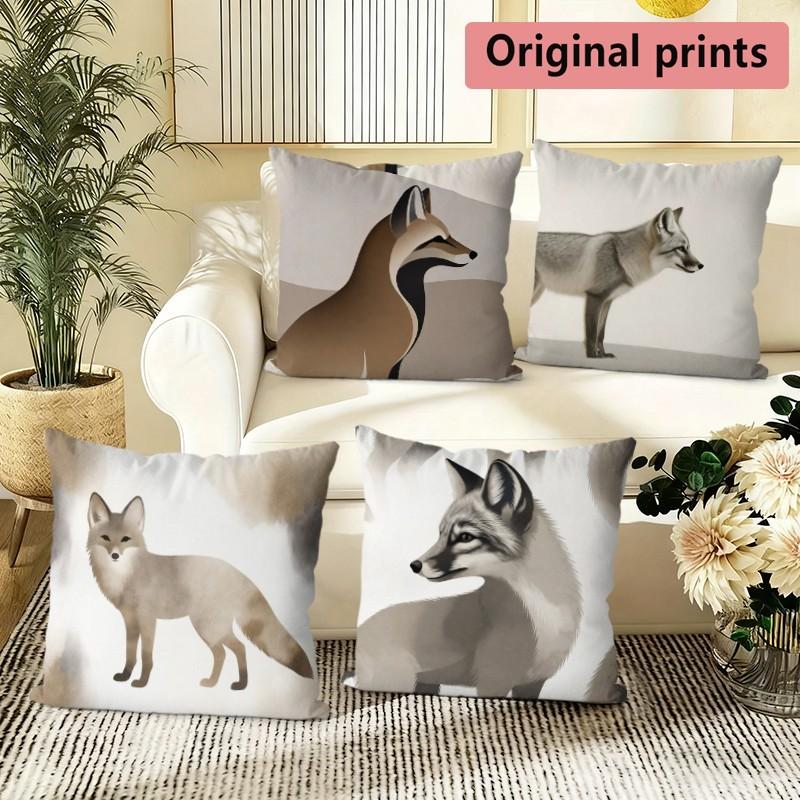 Fox Themed Decorative Pillow Covers Pattern Cushion Cover Suitable for Sofa Bedroom Car Pillow Cover