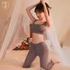 Sex Underwear Women's Zipper Open Crotch Yoga Pants Hot Ice Silk Sexy Sex Suit Passion Clothes Suit