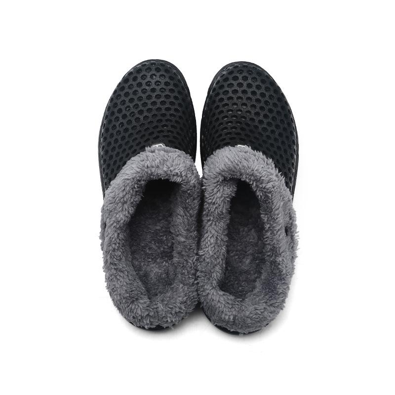 Plus Size 45 Fleece-Lined Thick-Soled Slippers for Couples - Slip-On Clog Shoes with Heel Cover for Men.