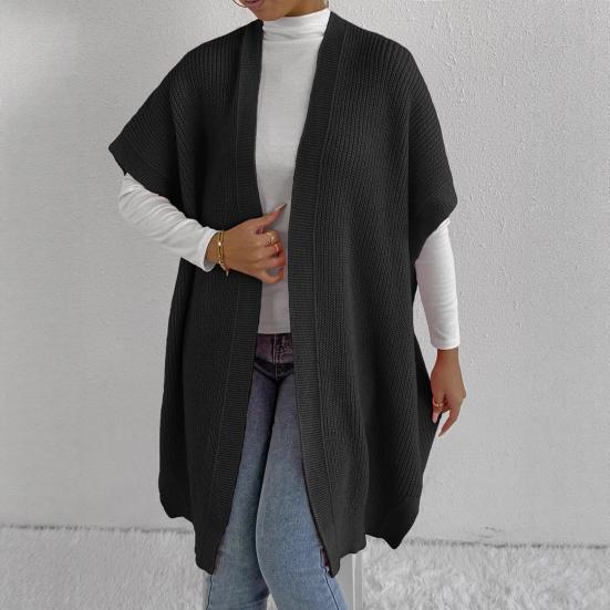 Женский однотонный вязаный свитер-жилет, повседневный кардиган свободного кроя, куртка, осенне-зимнее вязаное пальто-жилет