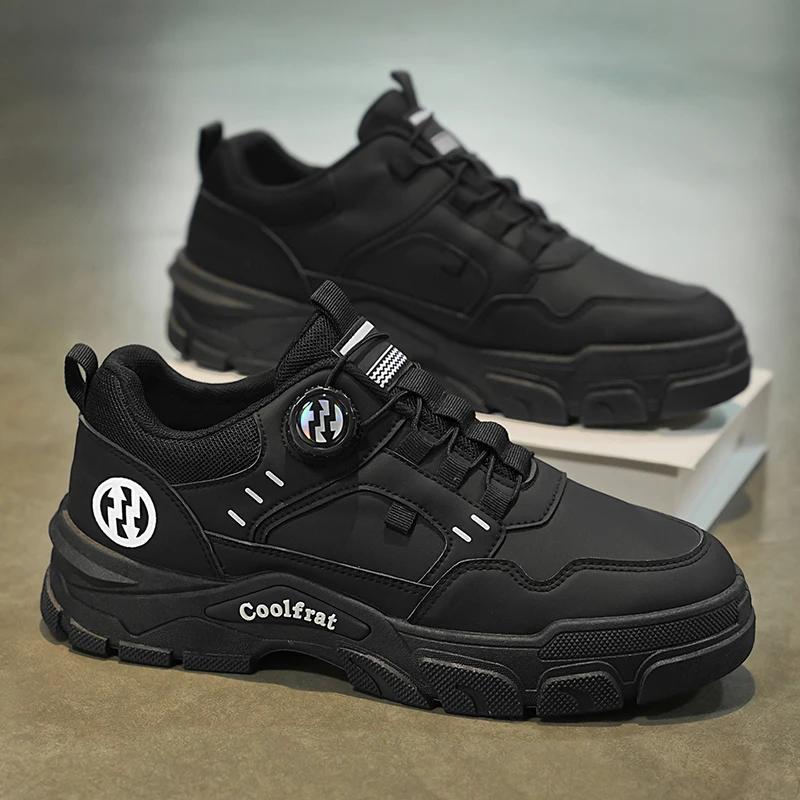 New Men's Shoes Low-top Rotating Buckle Sports Casual Trendy Outdoor Waterproof Work Shoes EVA Sole Rubber Zapatillas Hombre