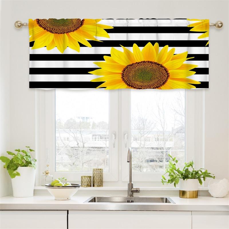 Curtain Valance, Wildflowers Spring Watercolor Flower Floral Print Plants Short Rod Pocket Window Treatment for Living Room, Bedroom, Kitchen,Bathroom