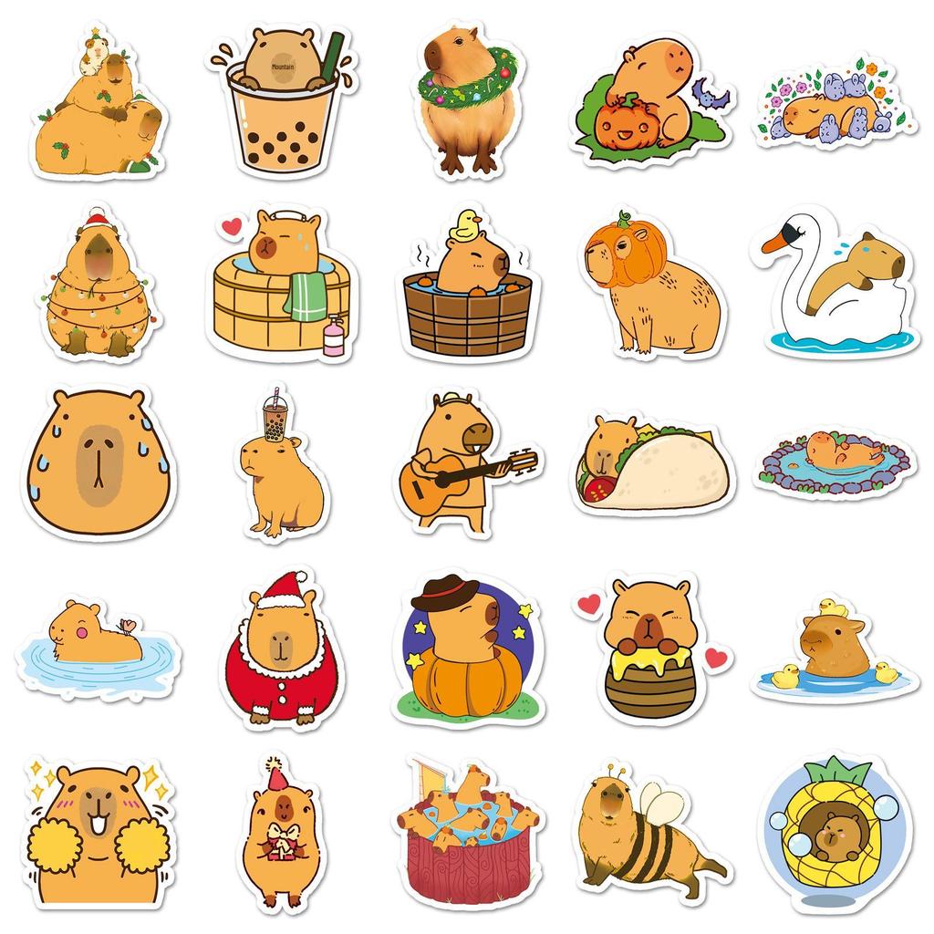 50 Capybara Graffiti Stickers: Cartoon Animal Waterproof for DIY Phone Cases & Suitcases
