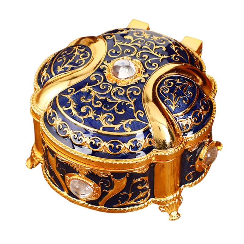 Decorative Enameled Metal Keepsakes Container For Home Office Organization Artistic Display Case Desk Organiser