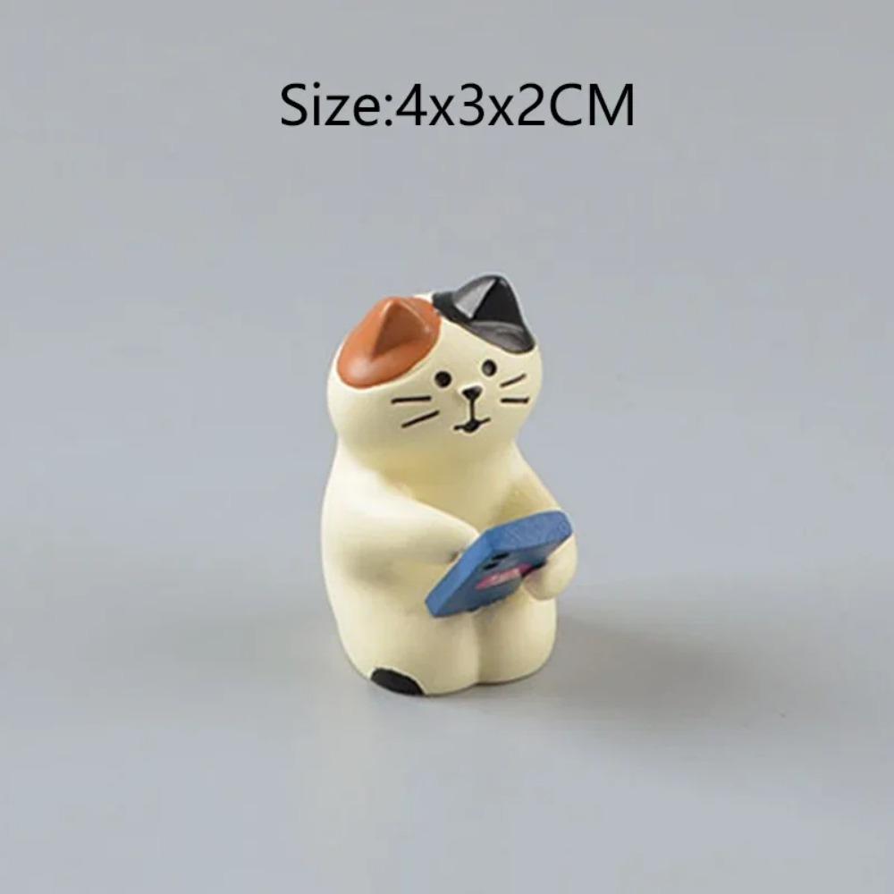 Cartoon Cat Frog Bear Yellow Chair Computer Office Model Mini Action Figures Resin Home Decor Accessories Desktop Figurine Toys