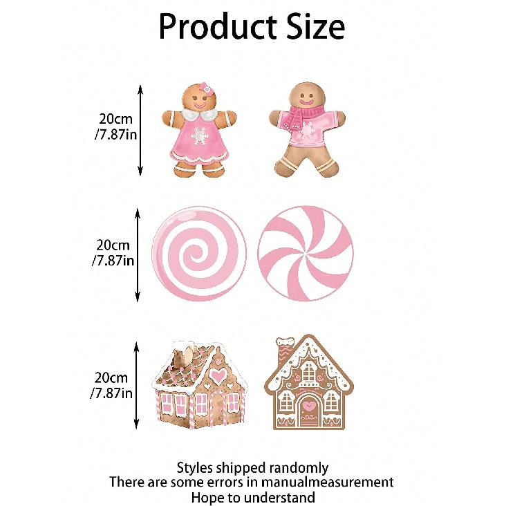 6Pcs Large Pink Candy Gingerbread Christmas Tree Ornaments with Sticks Cute Items Perfect for Christmas Decorations 7