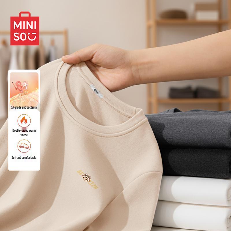 MINISO Мужская футболка с длинным рукавом и плюшевой подкладкой, год Лошади