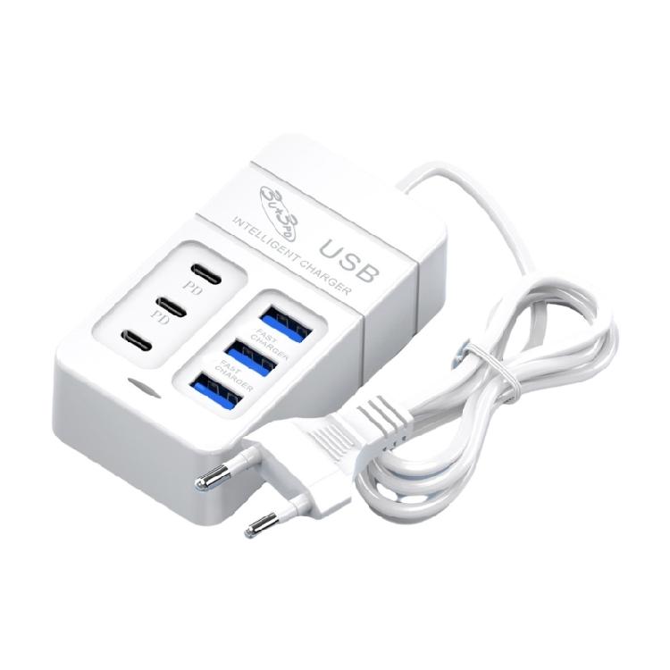 6-портовое зарядное устройство для телефона Type C USB Настольный настенный адаптер для зарядки 35 Вт Удлинительный кабель-розетка для мобильного телефона Док-станция