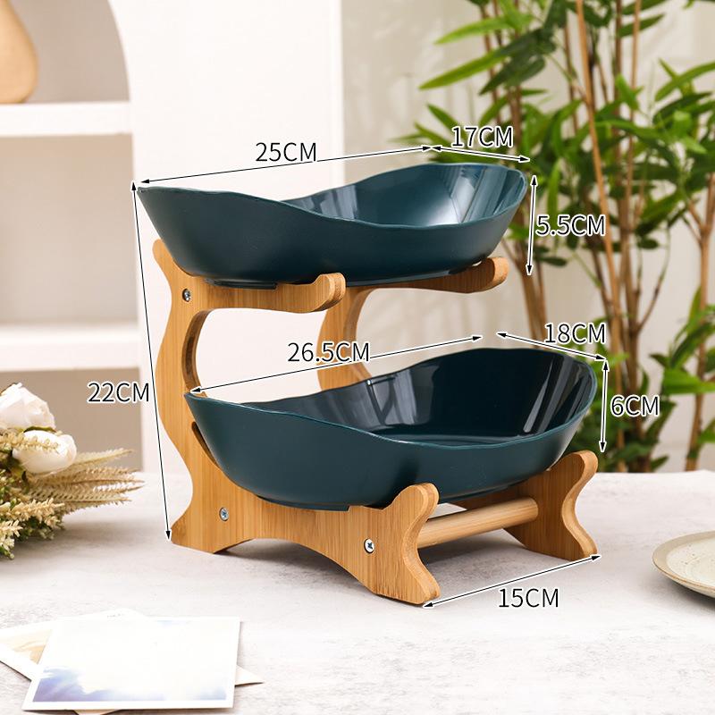 Бытовой Многослойный Поднос из Массива Дерева Гостиная Поднос для Фруктов Хранение Корзина для Фруктов Поднос для Закусок Подставка для Десертов