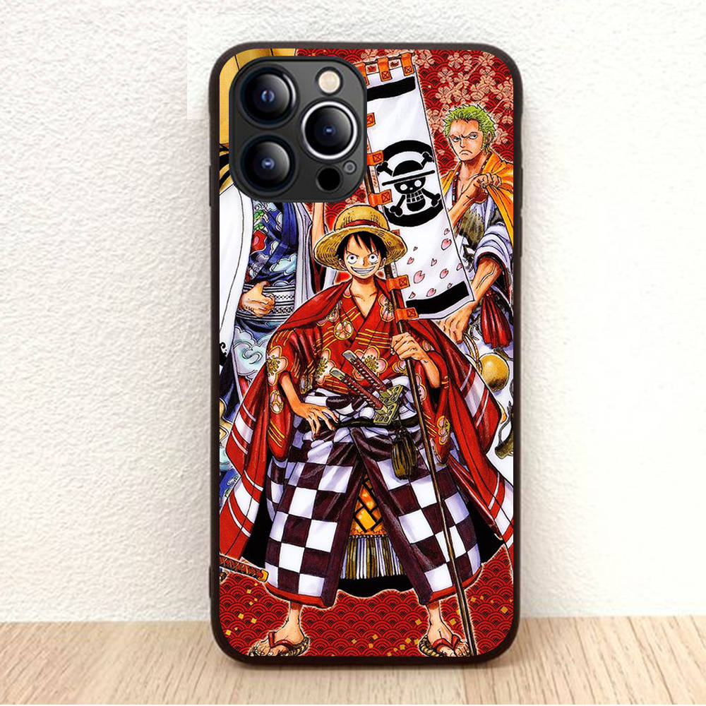 BW-2 Anime One Piece Soft Black Case for iPhone XR 14 15 11 12 13 6 7 8 X XS Pro Max Samsung S22 S23 S21 S24 FE Ultra S8 Plus