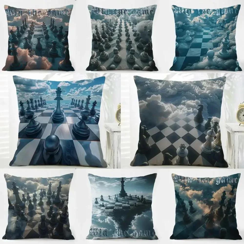chess Cushion Cover Iceland Washable Linen Soft for Daily Sofa Bed Home Room Decor