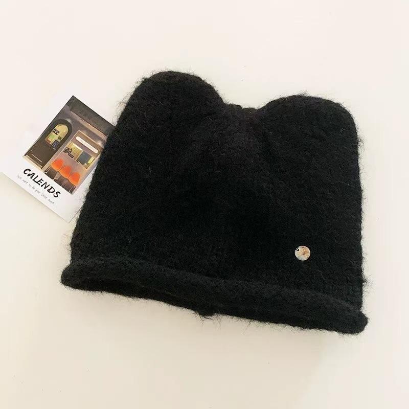Cute Cat Ear Plush Knit Beanie Hat For Women Autumn Winter Warm