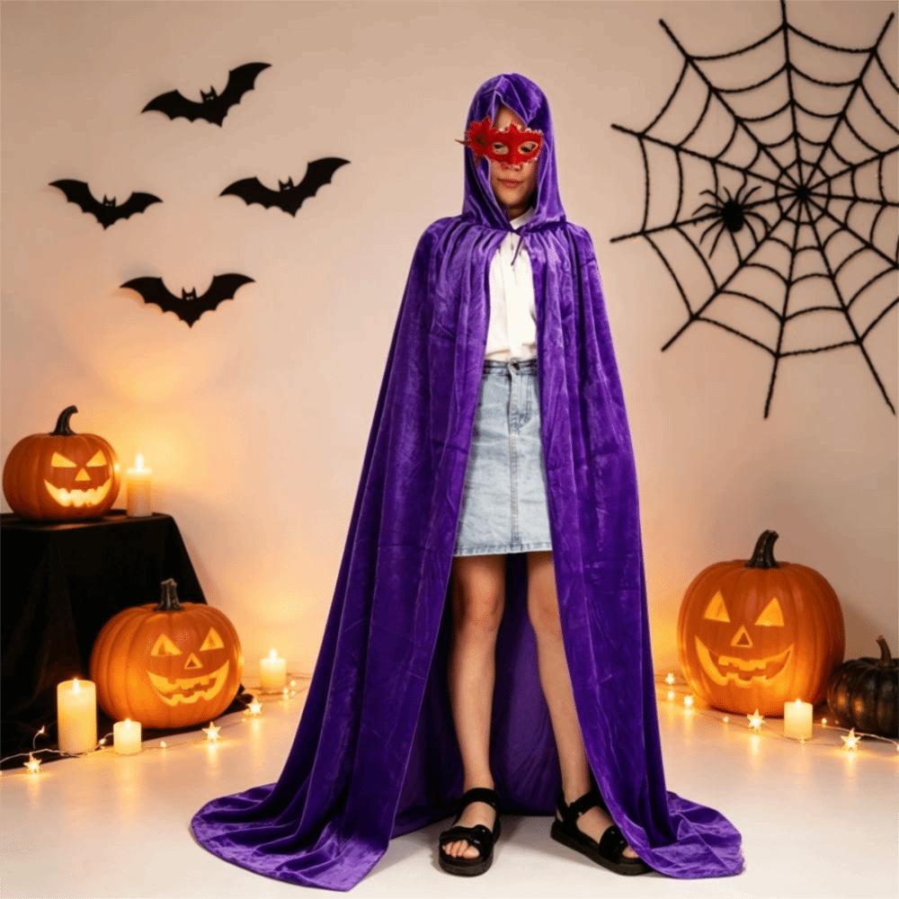 Hooded Design Medieval Long Cape Conceal Gown Halloween Mage Robe Role Playing