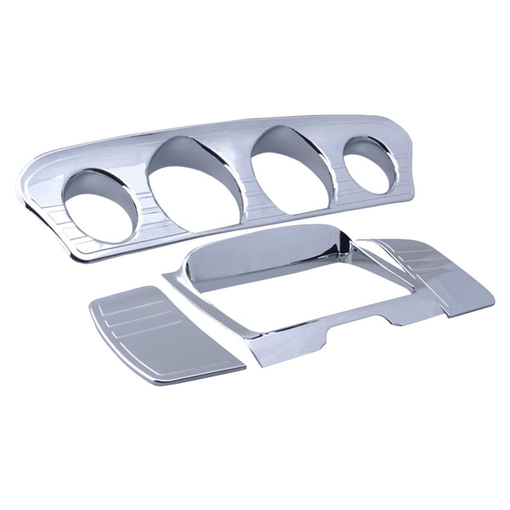 Motorcycle Tri Line Gauge and Stereo Trim Cover Chrome Decorative Accent for Touring Tri Glides 2014-2018