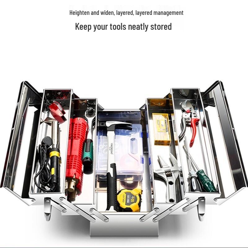 Yueyue Shang Extra Large 3-Tier Folding Stainless Steel Toolbox