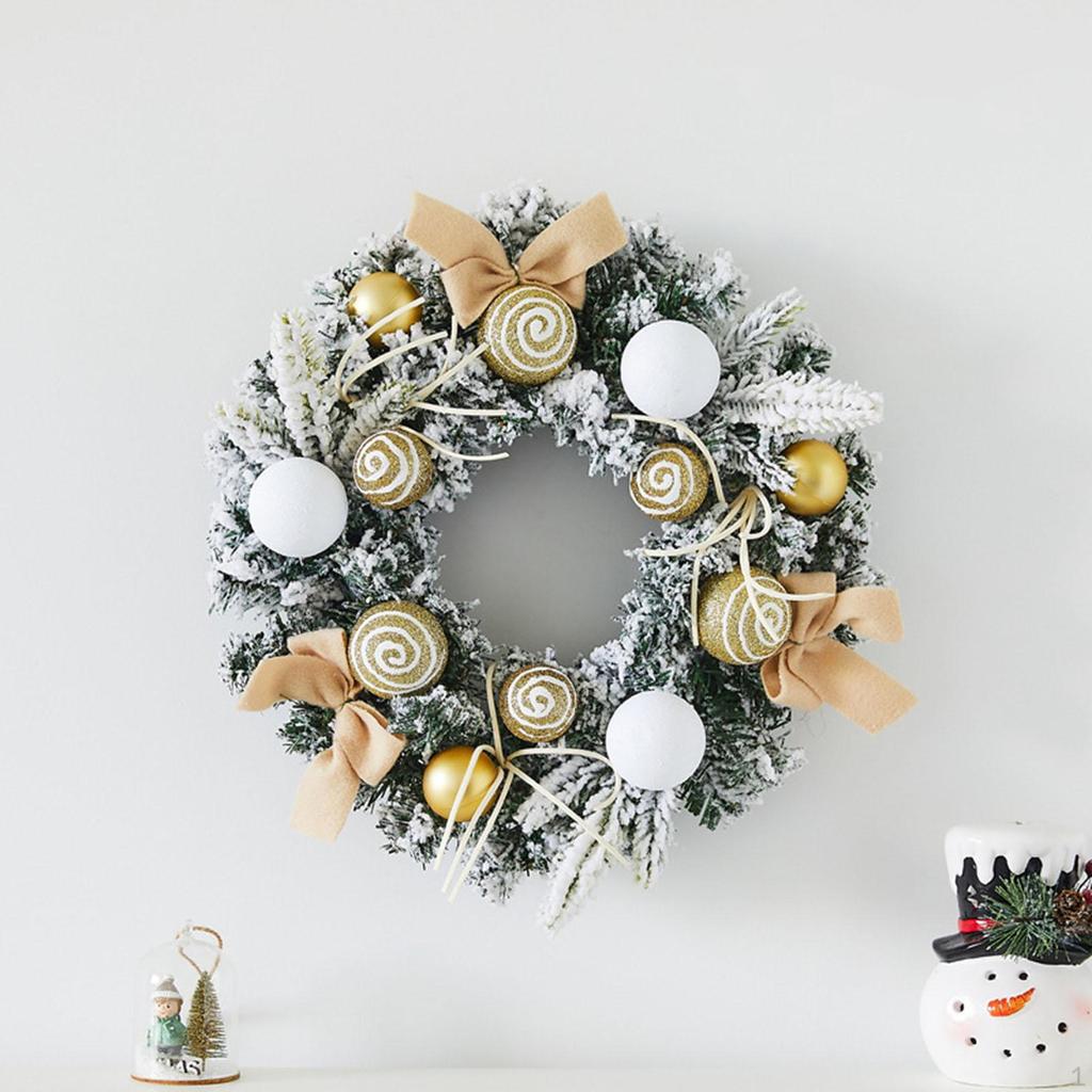 Christmas Wreath Decor with Bowknot Decorative for Front Door Hanging Decoration