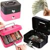 1/2Pcs Money Safe Box Lockable Piggy Bank with Key Portable Handheld Sturdy Metal Money Coin Storage Boxes for Adults Kids Gift