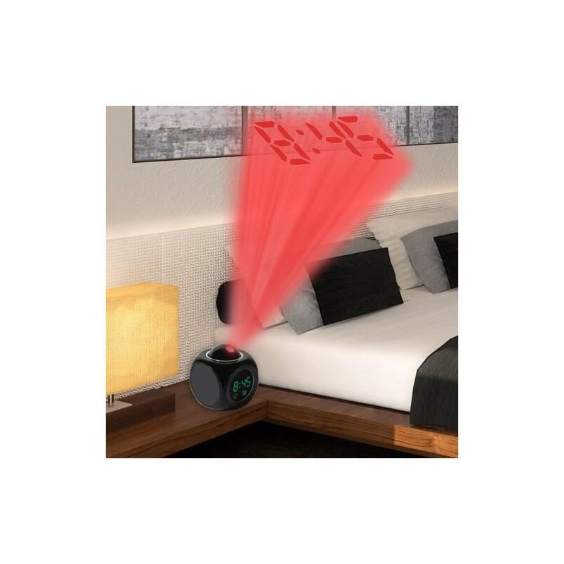 Классический цифровой будильник многофункциональный с голосовым оповещением и яркой светодиодной проекцией, отображением температуры