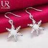 925 Sterling Silver Snowflake Pendant Piercing Earrings Fashionable Wedding Jewelry