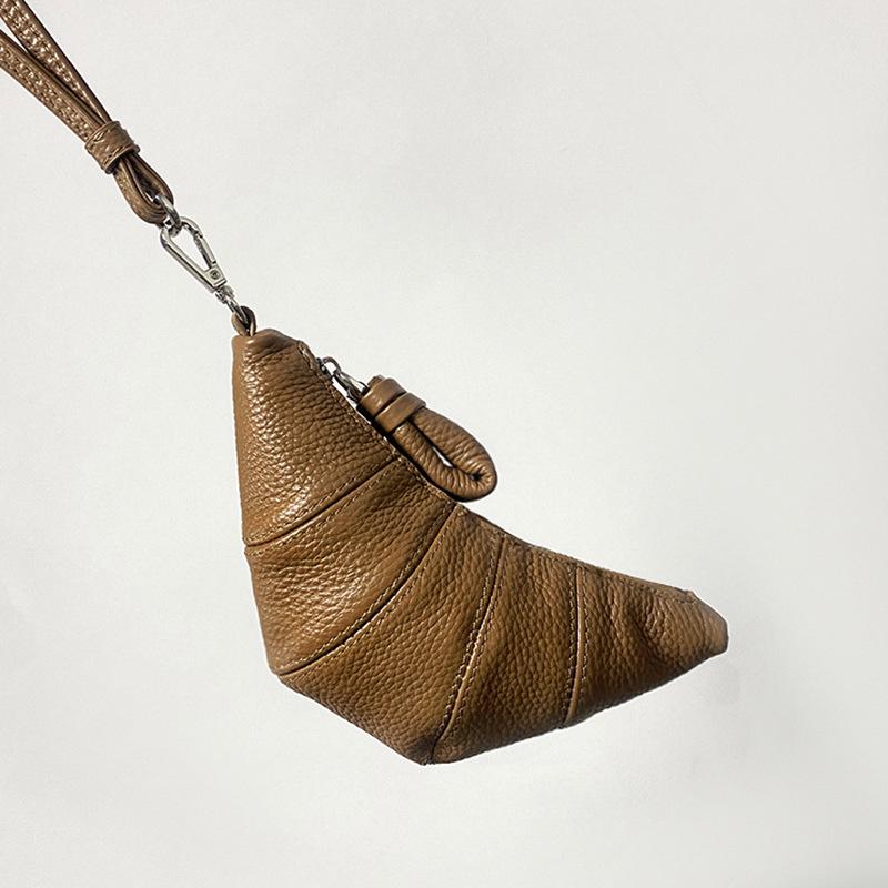 Мини-сумка-круассан из натуральной кожи LE для наушников и ключей - женская сумка-мессенджер из овечьей кожи.