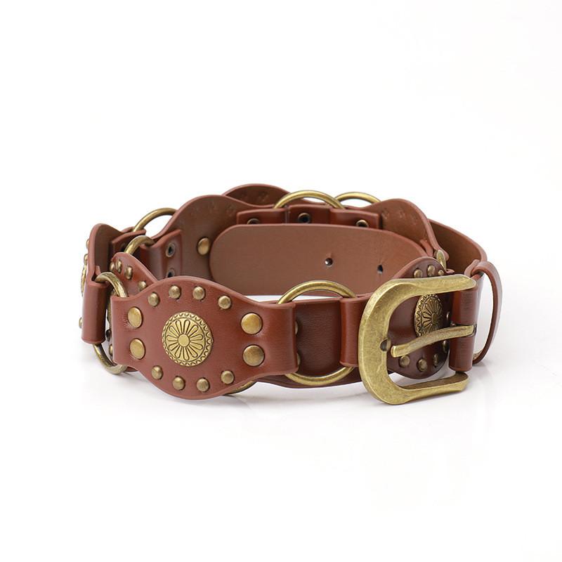 Western Cowboy Style Wide Belt For Women With Vintage Faux Leather And Metal Buckle For Fashionable Outfits