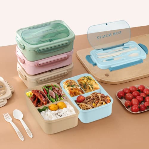 NatraProw Adult Lunch Box, 1200ml Adult Lunch Container, Leakproof Lunch Box with Utensils, BPA-Free, 3-Compartment Bento Box, Microwave Safe, Pink