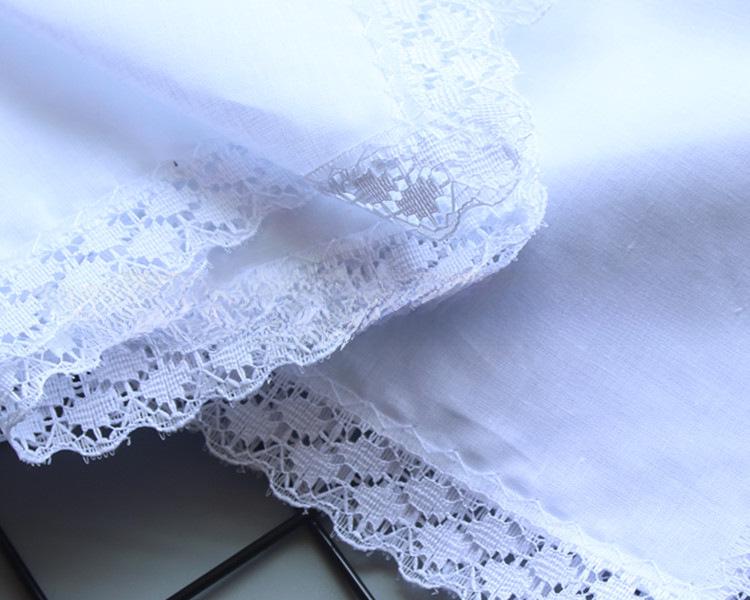 Чисто-белый хлопковый кружевной носовой платок ручной работы с граффити