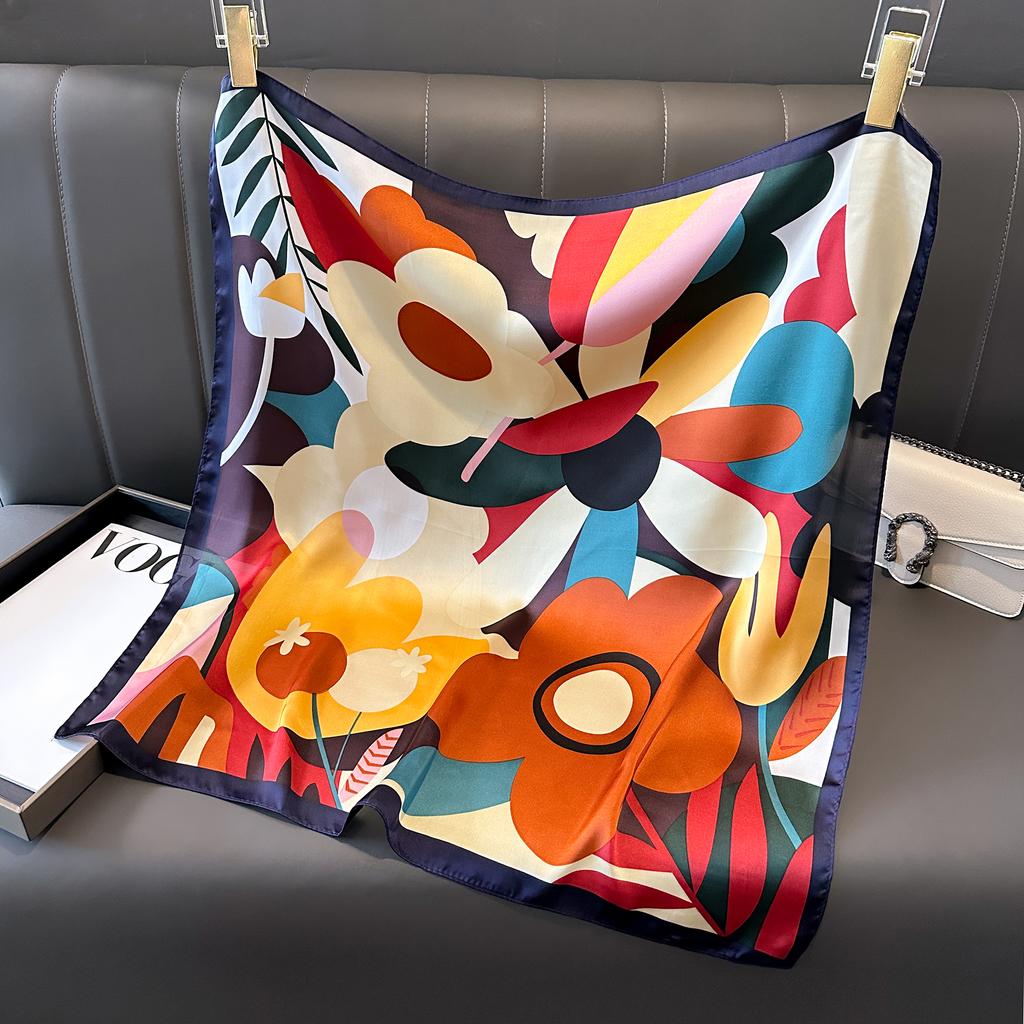 Роскошный квадратный шелковый шарф для женщин, хиджаб, повязки для волос, шейный платок, женская атласная шаль, лента, повязка на голову, модные накидки, бандана