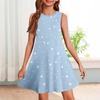 Летнее платье для девочек без рукавов с принтом в цвете, повседневное платье
