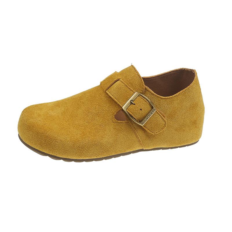 Ретро матовые туфли Borken женские 2025 осень новые на плоской подошве с пряжкой повседневные на скрытой платформе лоферы на одном ремешке женские