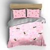 Bee and Heart Pink Pattern Bedding Duvet Cover Set  (1*Duvet Cover 2*Pillowcases, without duvet insert)