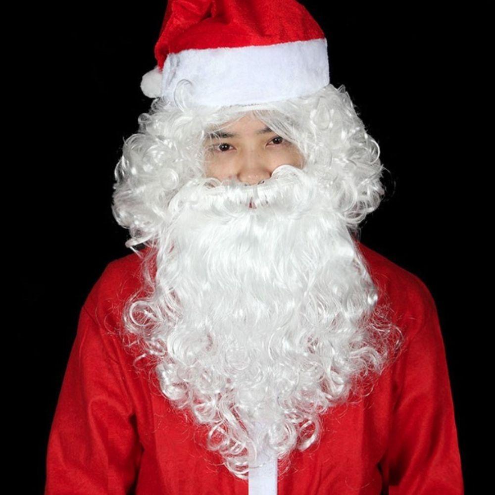 Funny White Festival Christmas Cosplay Props Santa Wig False Beard Santa Mustaches Curly Wigs