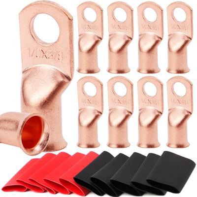 10 x наконечников 1/0 AWG-3/8", медные наконечники для проводов, сверхмощные, сертифицированы UL