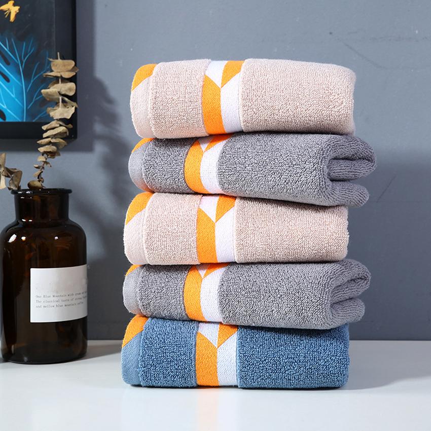 Geometric Towels Pure Cotton Face Towel Color Block Soft Thick Towel for Adults Kids Home Bathroom Spa Beach Toalla Serviette