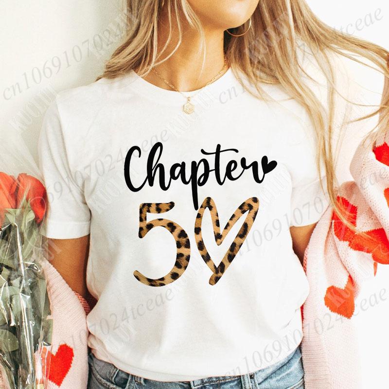 Women T-shirt 50th Fabulous Birthday Squad T-shirts 50th Years Old Birthday Party Matching Clothing Leopard Graphic Y2k Tops
