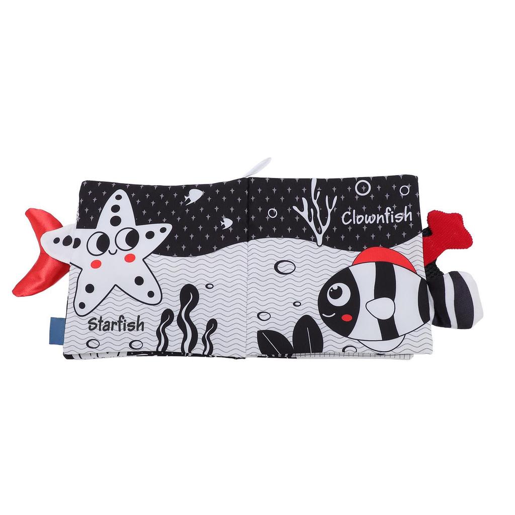 Soft Cloth Baby Book White and Black Stereo Shape Multifunctional Toddler Tail Cloth Book for Early