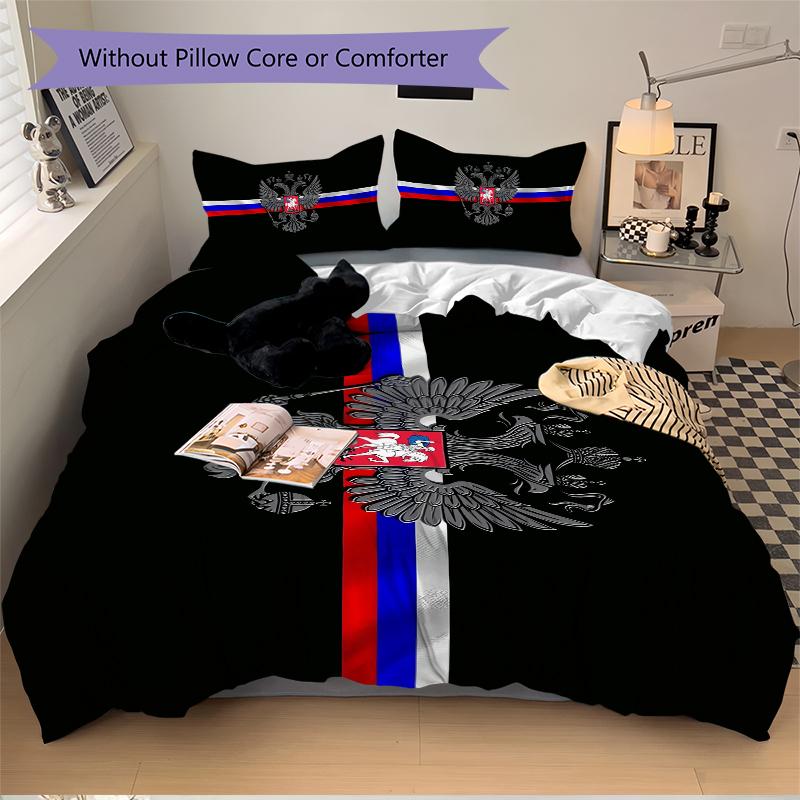 3Pcs Russian Imperial Emblem Bedding Set Quilt Cover Pillowcase Home Christmas Xmas Halloween Gift 1 Duvet Cover 2 Pillowcase M928756