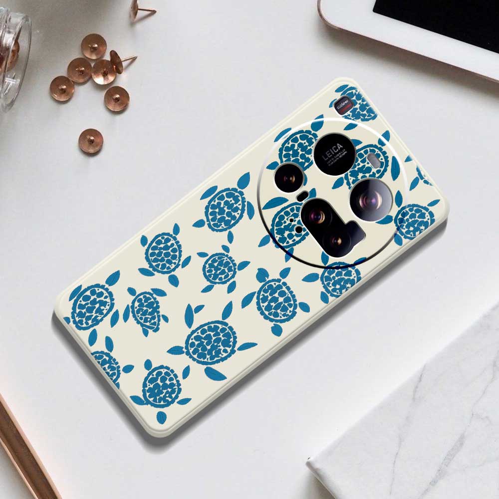 For Xiaomi 15 Ultra Case Blue Turtle Pattern Printing Straight Edge TPU Phone Back Cover