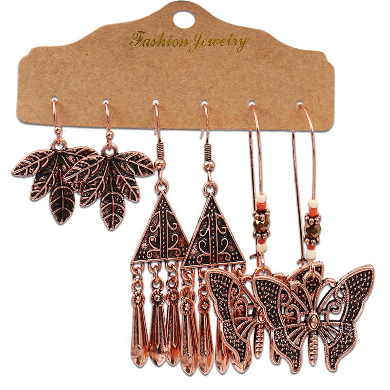 Antique Sliver-Plated Hollow Alloy Geometric Dangle Indian Earrings For Women Gypsy Zircon Boho Ethnic Leaf Bell Tassel Earring