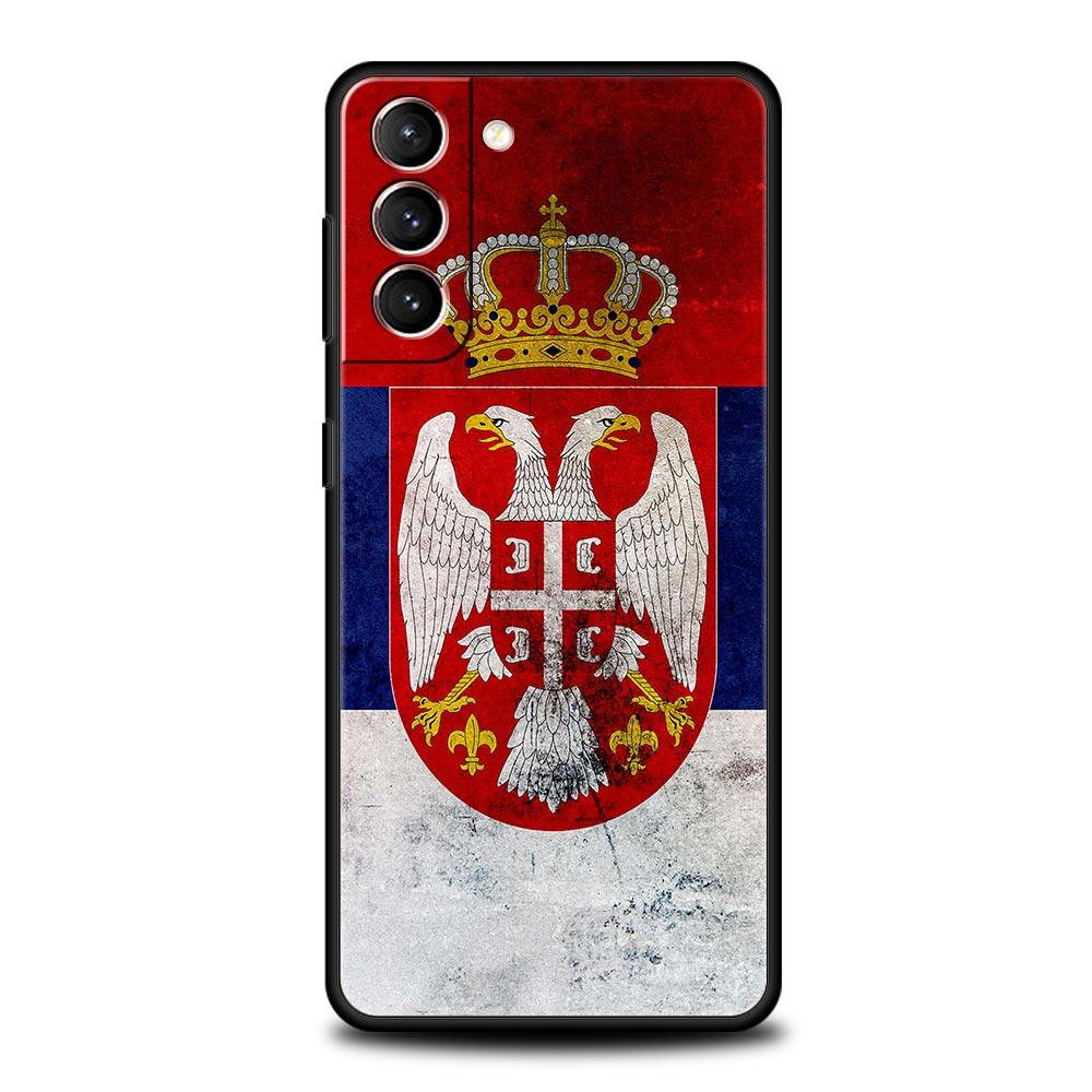 Флаг Сербии Значок Чехол для телефона Для Samsung Galaxy S25 Edge S24 S23 S22 S21 Ultra S20 FE 5G S10 S10E S9 Plus Мягкий ТПУ Чехол