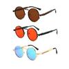 Fashion Punk Style Round Metal Spring Mirror Leg Sunglasses Men Outdoors Driving Non-polarized Glasses