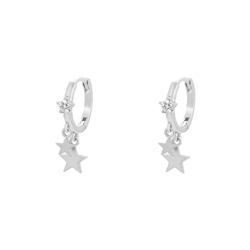 Женские простые легкие роскошные серьги-пряжки в форме пентаграммы с микро-инкрустацией циркония, серьги-гвоздики Niche Design