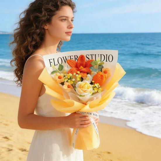 Искусственные Цветы Ручной Работы Крючком Букет Цветов Мягкая Хлопковая Пряжа Не Требует Ухода Гибкие Стебли Искусственное Цветочное Украшение