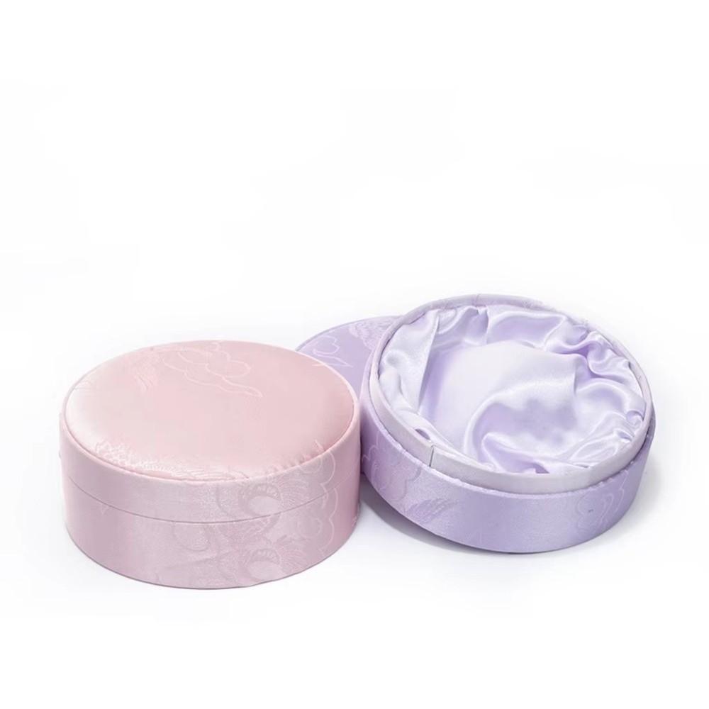 Round Shape Embroidered Jewelry Box Soft Lined Silk Lined Jewelry Box for Bracelet Bangle Storage